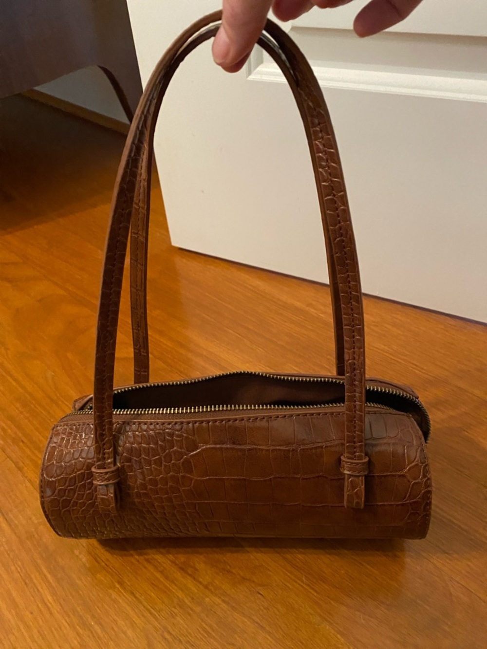 Anthropologie Croc-Embossed Mini Barrel Bag - Picture 6 of 9